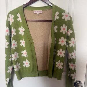 Willow & Wind Green Floral Open-Front Cardigan